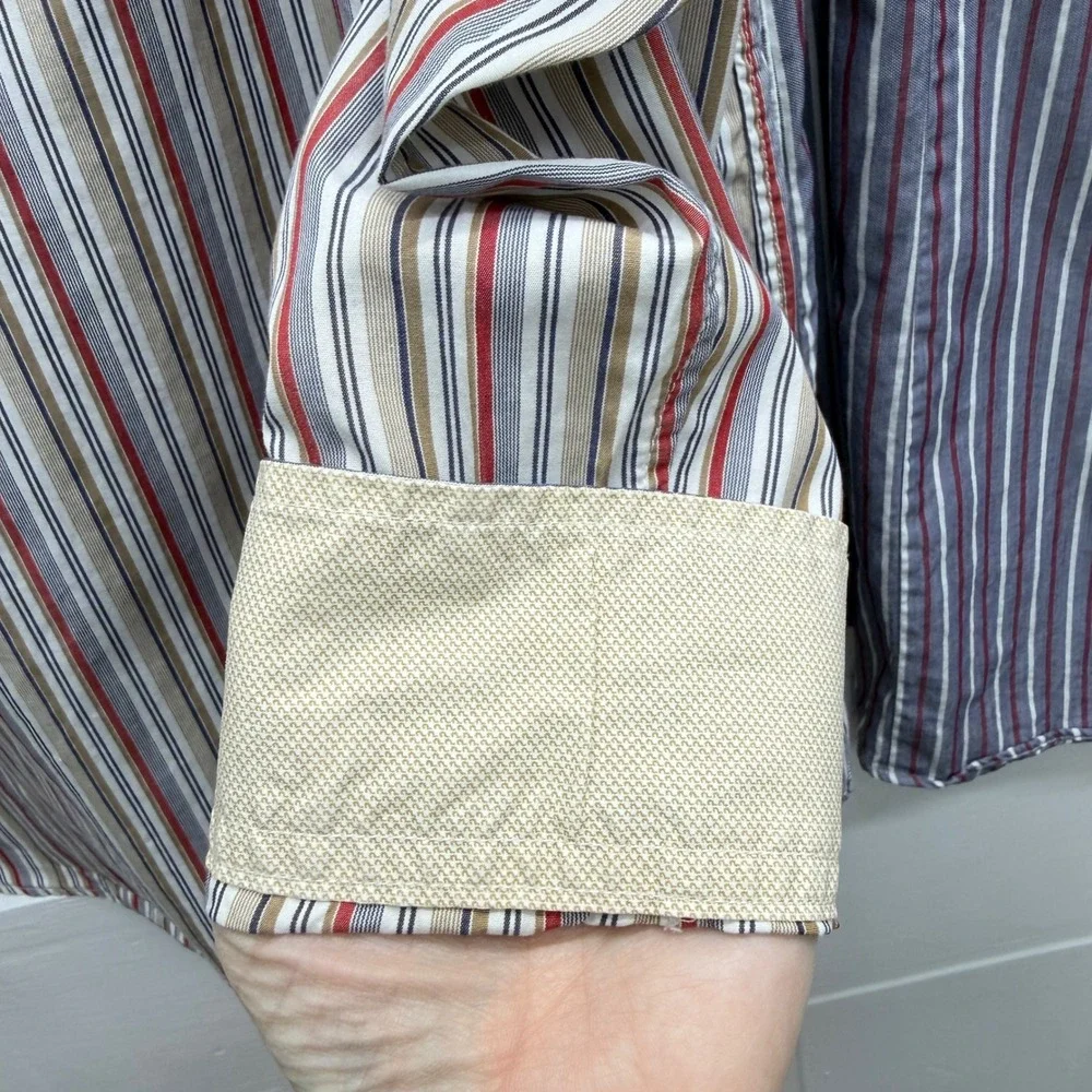 2 Banana Republic Mens Large‎ Button Down Shirts Classic Slim Fit Striped